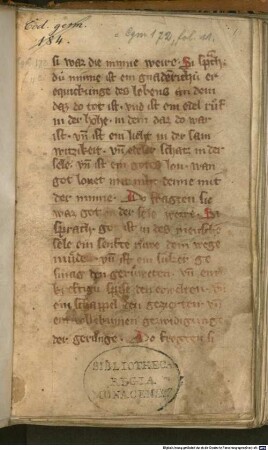 Sammlung geistlicher Lehren, Legenden und Sprüche, früher dem Bruder Engelhart von Ebrach zugeschrieben - BSB Cgm 181