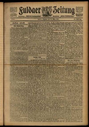 Erste Ausgabe vom Samstag, den 16. März 1907.