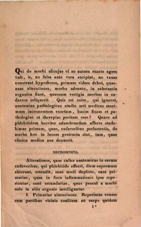 Brevis phlebitidis adumbratio