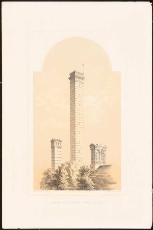 Shaft for sewer vetilation: Perspektivische Ansicht (aus: Designs for Tall Chimney Shafts, 1858)