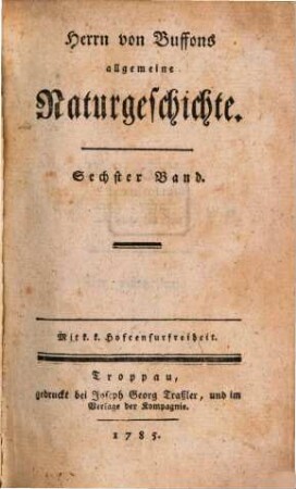 Herrn von Buffons allgemeine Naturgeschichte, 6
