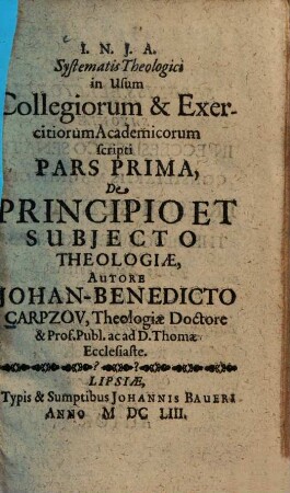 De principio et subiecto theologiae, 1