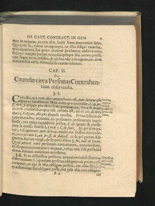 Cap. II. De Cautelis circa Personas Contrahentium observandis.