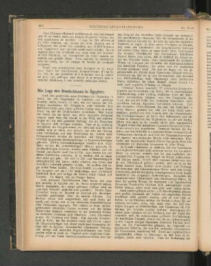 Die Lage des Deutschtums in Ägypten.