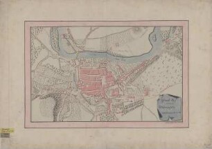 Plan von Weißenfels, Handzeichnung, 1794 : Grund-Riss der Stadt Weissenfels / Fahnj. v. Kanne gezeichnet. - [S.l.] , 1794. - 1 Kt. : kolor. Handzeichng. ; 56 x 35 cm