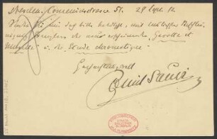 Brief an B. Schott's Söhne : 29.09.1912