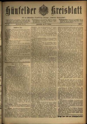Ausgabe vom Samstag, den 27. Januar 1917.