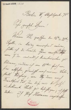 Brief an B. Schott's Söhne : 10.09.1898