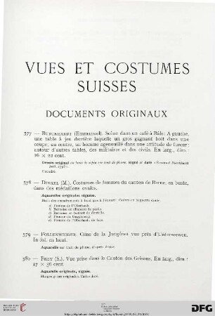 Vues et Costumes Suisses (Nr. 577-657)