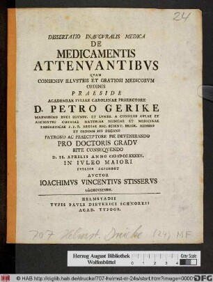 Dissertatio Inavgvralis Medicamentis Attenvantibvs