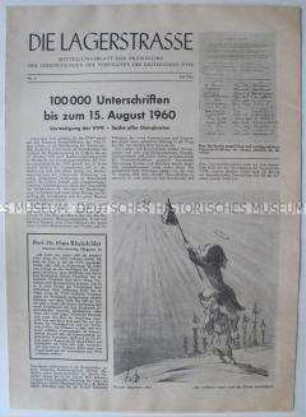 Mitteilungsblatt der Vereinigung der Verfolgten des Naziregimes (VVN) u.a. zur Unterschriftensammlung gegen das Verbotsverfahren