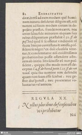 Regula XX. Nullus pluribus defensionibus uti prohibetur
