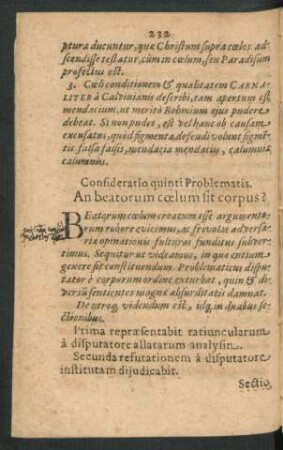 Confideratio quinti Problematis. An beatorum coelum sit corpus?