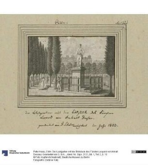 Cölln. Der Lustgarten mit der Bildsäule des Fürsten Leopold von Anhalt Dessau. Gearbeitet von G. Schadow. errichtet im Jahr 1803.