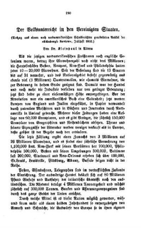 Der Volksunterricht in den Vereinigten Staaten : (Auszug aus einem nach nordamerikanischen Schulberichten gearbeiteten Artikel der "Edinburgh Review", Juliheft 1853)