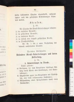 Dritter Abschnitt. Besondere Dienst-Uebertretungen und deren Bestrafung.