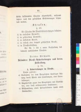 Dritter Abschnitt. Besondere Dienst-Uebertretungen und deren Bestrafung.