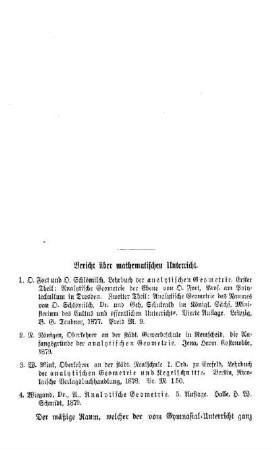 Bericht über mathematischen Unterricht