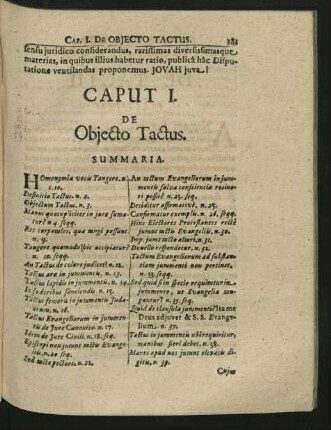 Caput I. De Obiecto Tactus.