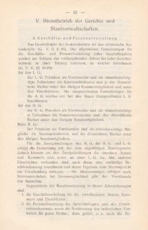 V. Dienstbetrieb der Gerichte und Staatsanwaltschaften