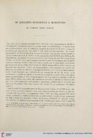De quelques manuscrits à miniatures de l'ancien fonds vatican