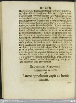 Sectionis Secundae