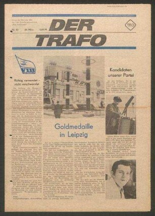 TRO-Betriebszeitung 'Der Trafo'; Nr. 13/1971 (29. März 1971)