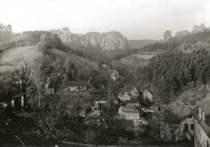 Rathen, Stadtansicht : Blick auf Rathen mit Amselgrund