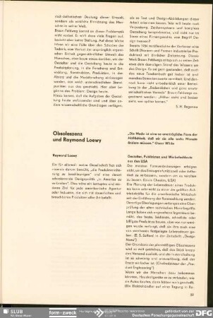 Obsoleszenz und Raymond Loewy : Notiert und glossiert