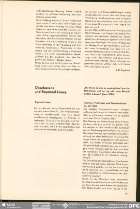 Obsoleszenz und Raymond Loewy : Notiert und glossiert