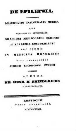 De epilepsia : Dissertatio inauguralis medica
