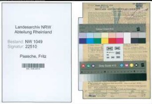 Entnazifizierung Fritz Paasche , geb. 22.02.1903 (Ingenieur)