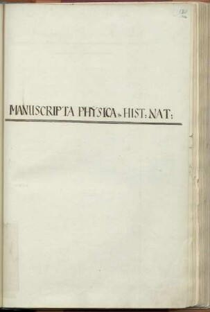 Manuscripta physica & hist. nat.