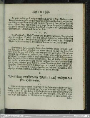 V. Vorstellung verschiedener Weisen, nach welchen das Pest-Gifft wirket