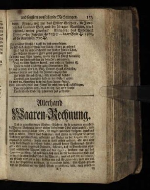 Allerhand Waaren-Rechnung