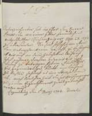 Brief von Jeunet Duval an Johann Jacob Kohlhaas