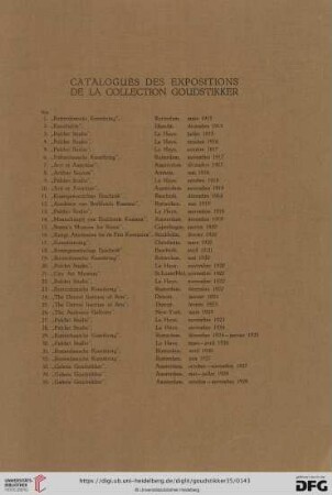 Catalogues des expositions de la collection Goudstikker