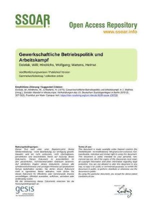Gewerkschaftliche Betriebspolitik und Arbeitskampf