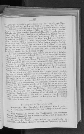 Sitzung am 1. December 1891.
