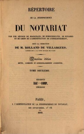 Répertoire de la jurisprudence du notariat, 2. Bac - Comp