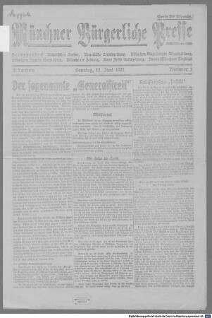 Münchner bürgerliche Presse. 1921