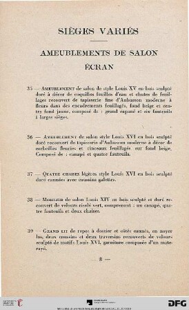 Sièges Variés (Nr. 35-52)