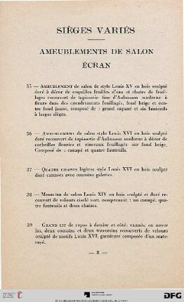 Sièges Variés (Nr. 35-52)