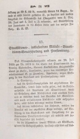 13. Staatsdiener, insbesondere Militär-, Staatsdiener-Verabschiedung und Pensionirung.