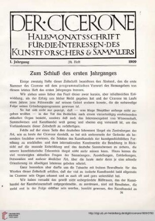 1: Zum Schluß des ersten Jahrganges