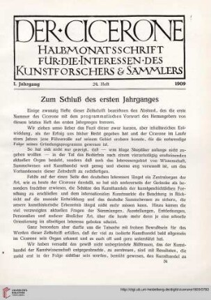 1: Zum Schluß des ersten Jahrganges
