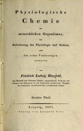 Physiologische Chemie des menschlichen Organismus. 2. (1827)