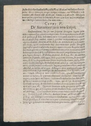 Caput V. De Autoritate iuris non scripti.