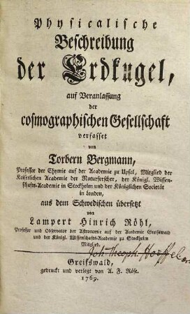 Physikalische Beschreibung der Erdkugel