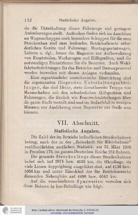 VII. Abschnitt. Statistische Angaben